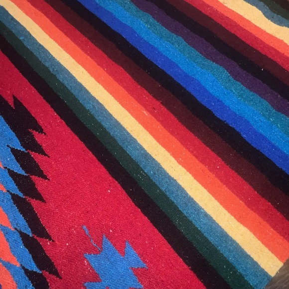 Woven Mexican Diamond Thick boho Blanket Rug Colorful Aztec 80x46" 203x116cm - Picture 14 of 16